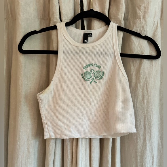 GARAGE - High Neck Waffle Tank Top White - Picture 2 of 2